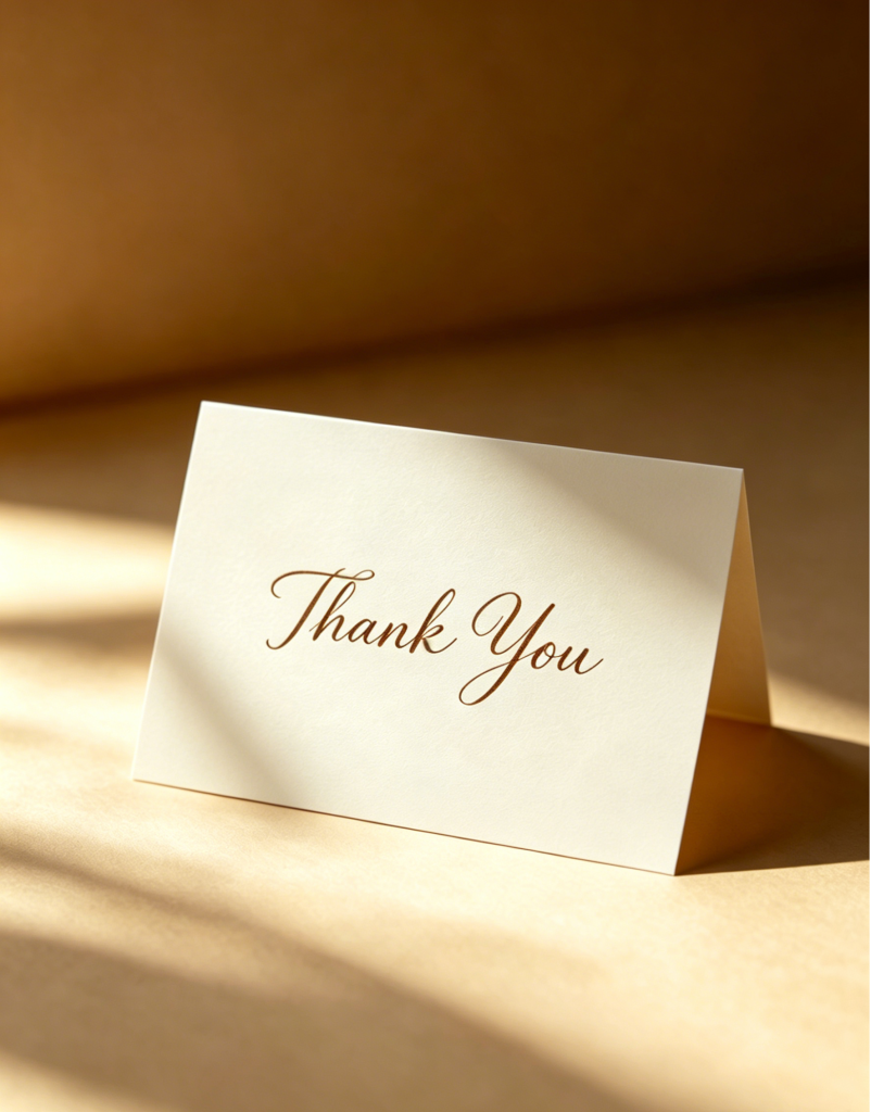 Elegant custom thank-you cards with delicate floral patterns and vintage background